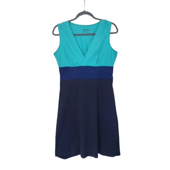 Patagonia Margot Blue Green Colorblock A-Line Jersey Mini Dress, Women’s Medium - Picture 1 of 11